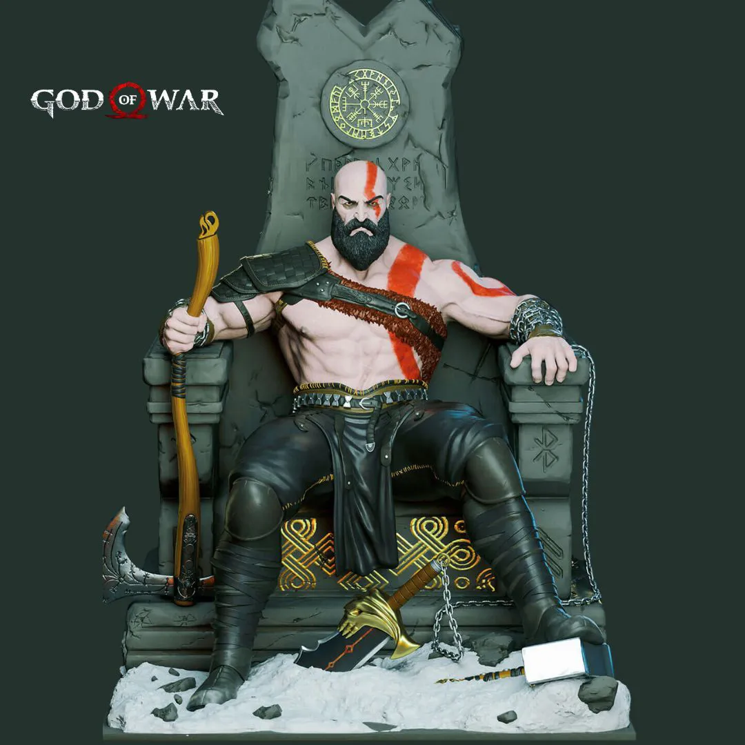 Kratos on Throne - God of War -1 Kratos on Throne– God of War - Blades of Chaos - Image 1
