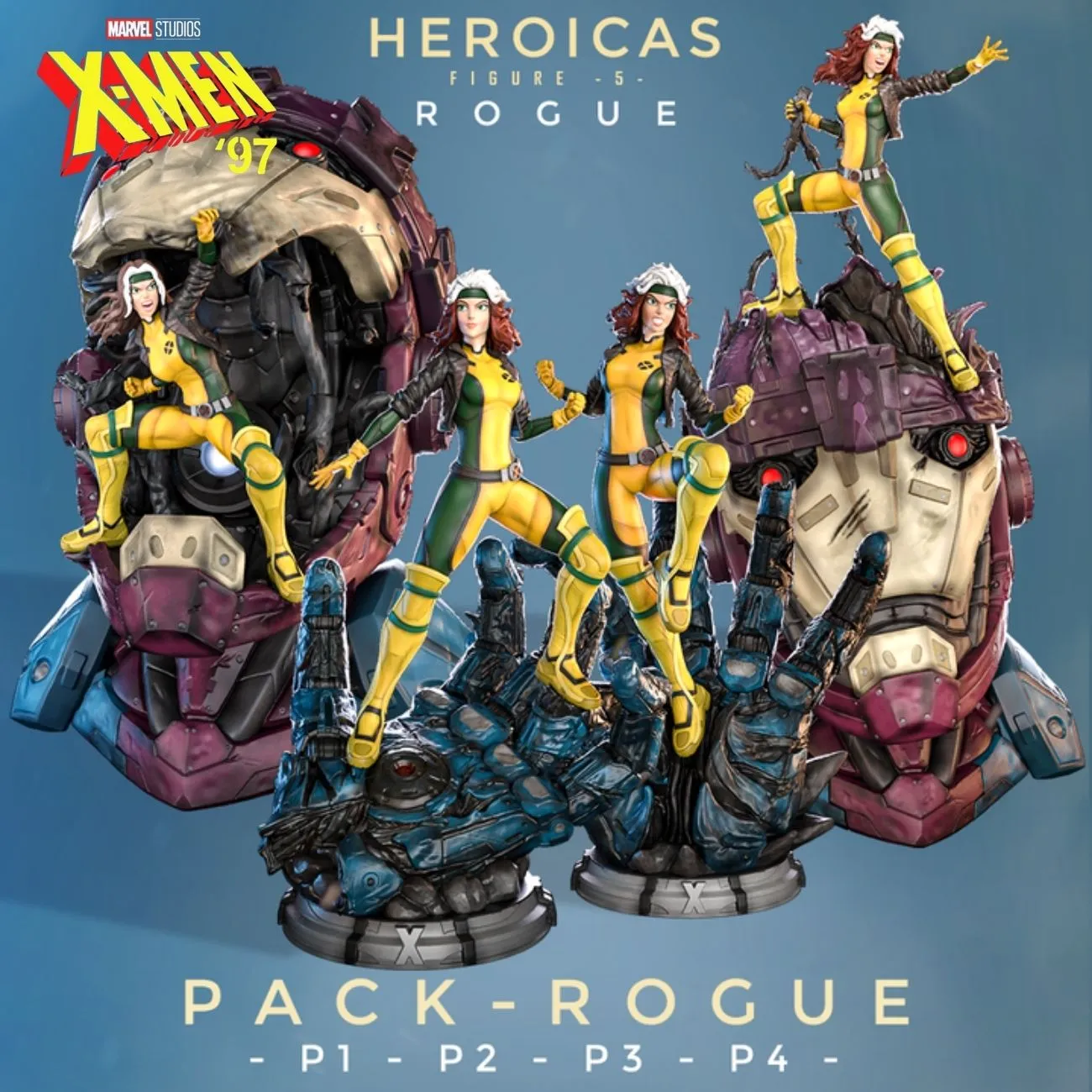 Rogue Full Set- HEROICAS - Updates - Mega Pack-col Rogue vs Sentinel Set (Heroicas Series – Figure #5) Ver3– X-Men 97 DC Comics - Image 1