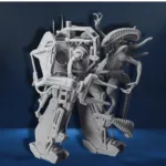 Marine in Power Loader vs Xenomorph Battle Base Diorama - Aliens - Image 2