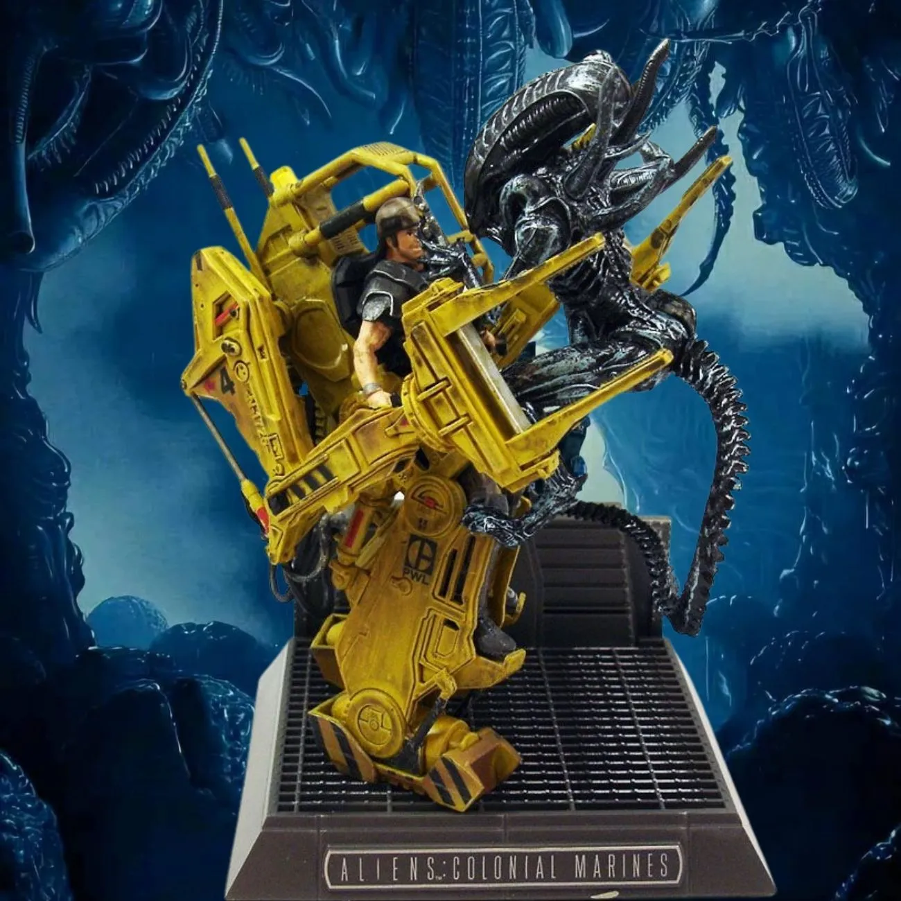 Aliens Colonial-Marines 7 Power-Loader Marine vs-Xenomorph - Mega Pack-Col Marine in Power Loader vs Xenomorph Battle Base Diorama - Aliens - Image 1